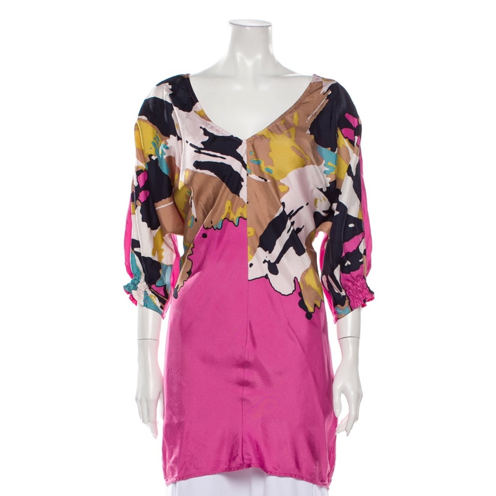 Tibi silk Bahati abstract print sheath shift dress